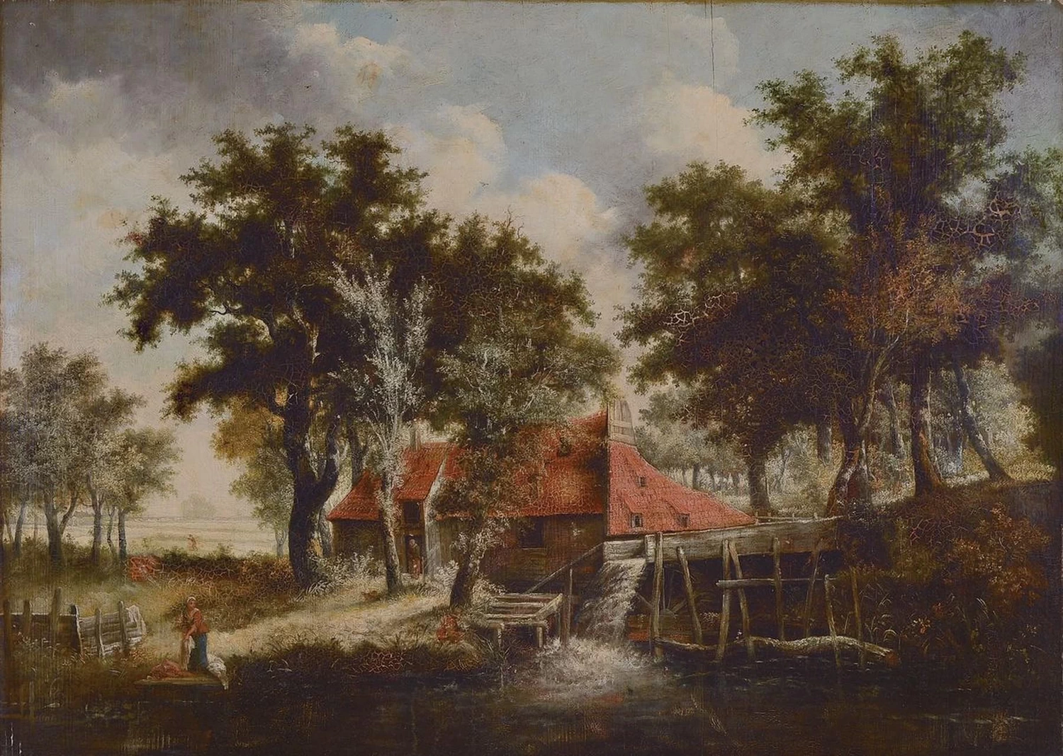 Paesaggio con ruscello e lavandaia